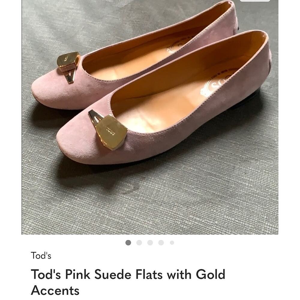 Tod's Pink Sued Women Flats Size 10.5